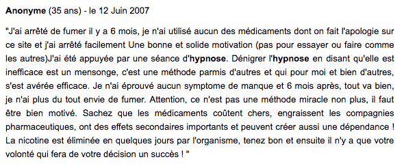 Hypnose pour arreter de fumer avis