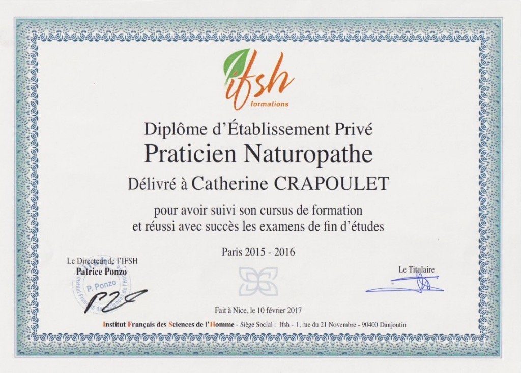 diplôme Catherine Crapoulet