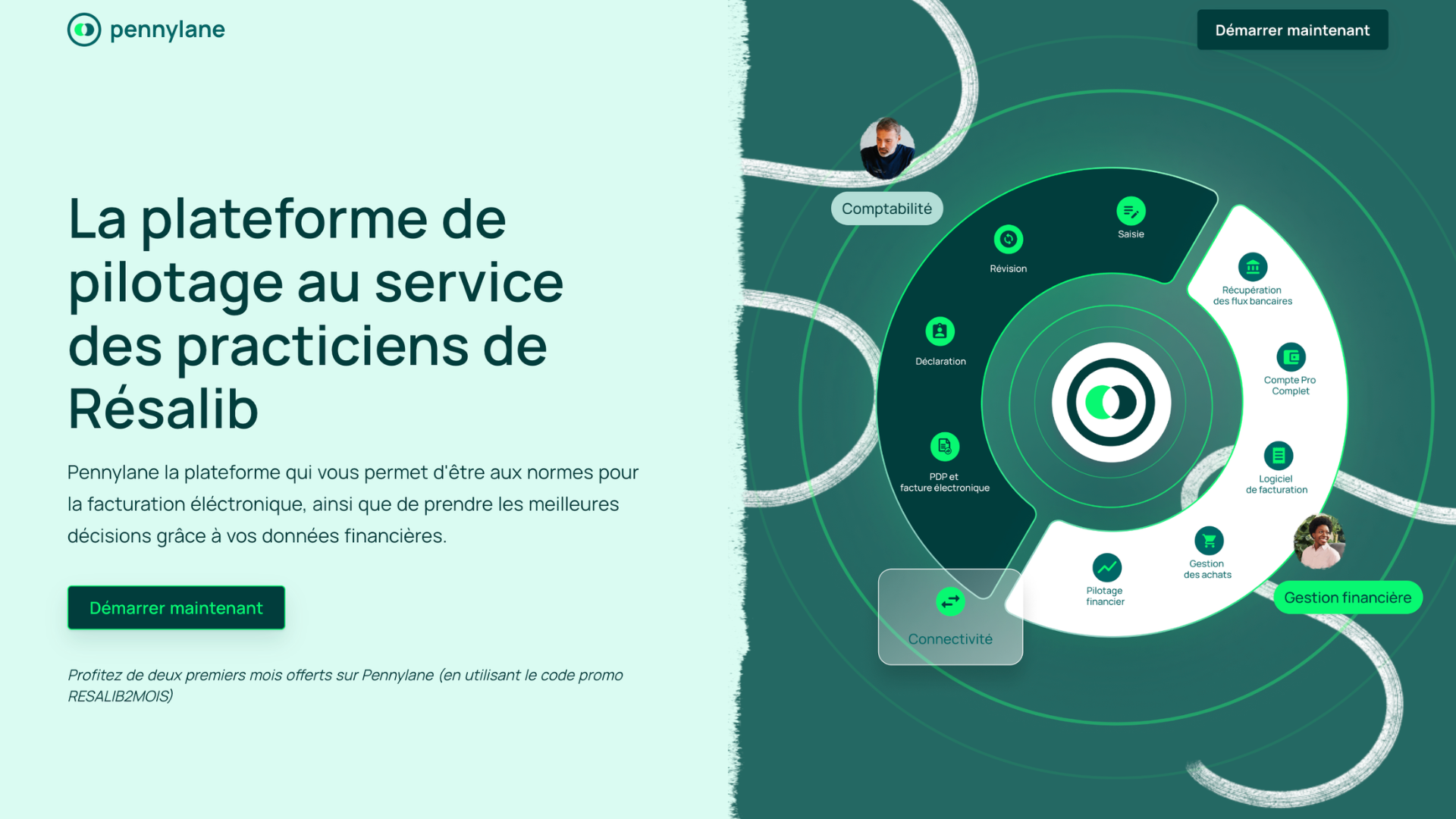 Landing page Pennylane et Resalib